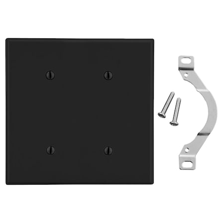 Hubbell Wiring Device-Kellems Wallplate, 2-Gang, 2 Strap Mount Blank, Black P24BK